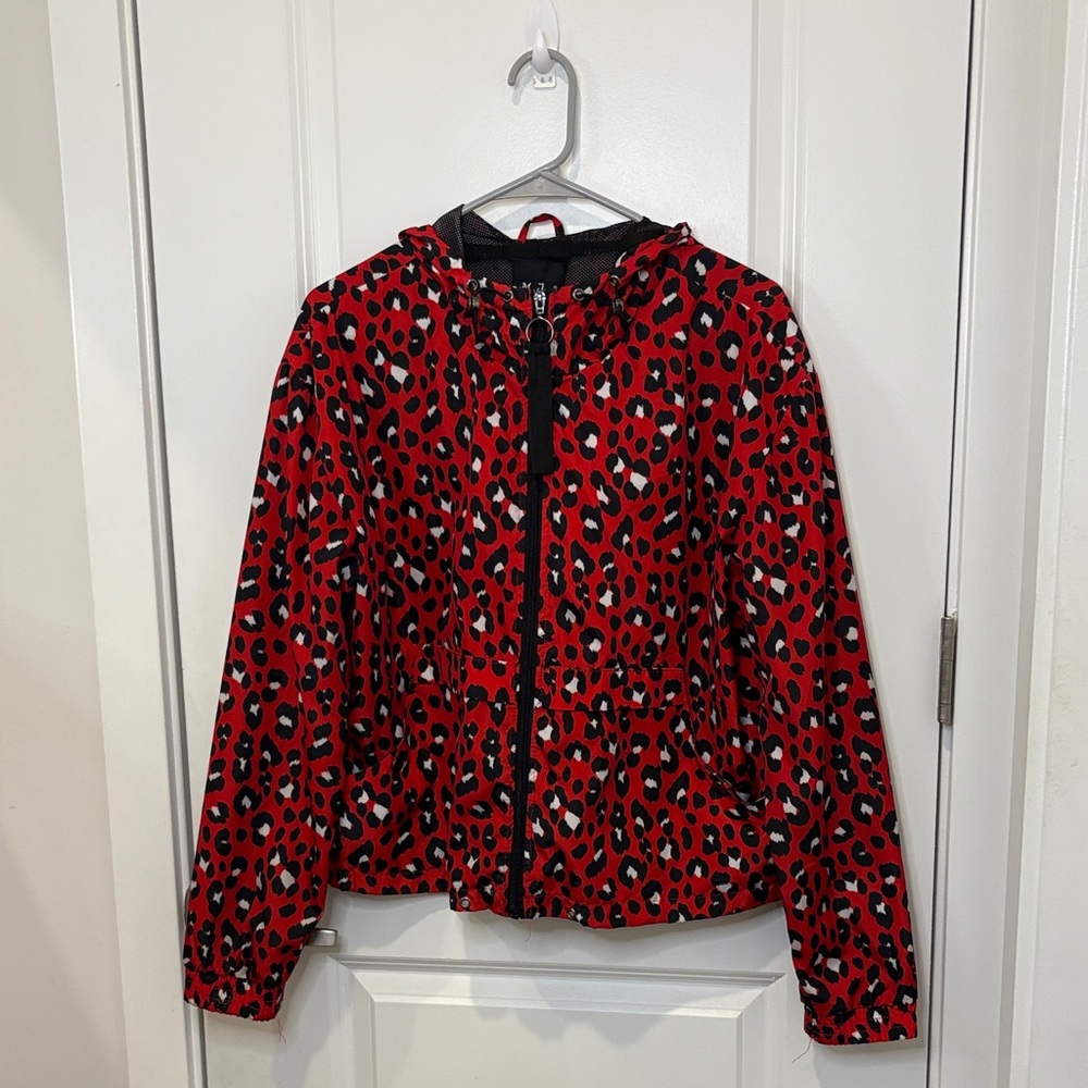 Me Jane Vibrant Red Animal Print Jacket